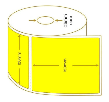 Yellow Direct Thermal Labels – 100x150mm | 500/roll | 25mm Core image 1