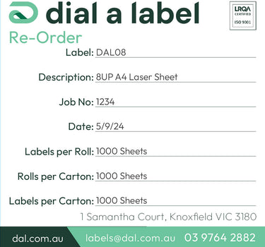 Laser Labels – 8UP Per Sheet | Custom Size image 2