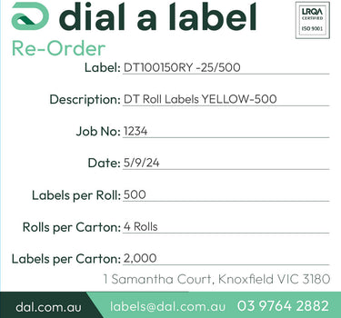 Yellow Direct Thermal Labels – 100x150mm | 500/roll | 25mm Core image 3