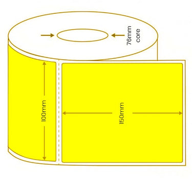 Yellow Direct Thermal Labels – 100x150mm | 1,000/roll | 76mm Core image 1