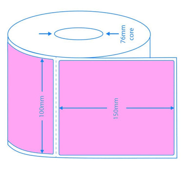 Pink Direct Thermal Labels – 100x150mm | 1,000/roll image 1