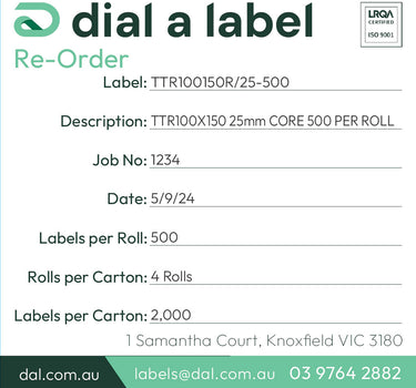 Thermal Transfer Labels – 100x150mm | 500/roll image 3
