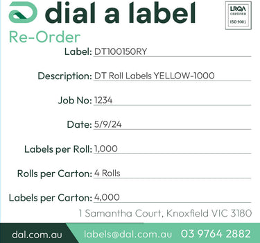 Yellow Direct Thermal Freight Labels – 105x150mm | 1,000/roll image 3