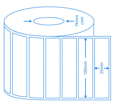 Direct Thermal Labels – 100x25mm | 5,000/roll | 76mm Core (Midrange Printer) image 1
