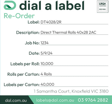 Direct Thermal Labels – 40x28mm | 10,000/roll (2 Across) | 76mm Core (Midrange Printer) image 3